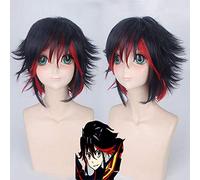Tuer LA tuer Matoi Ryuko Cosplay perruques pour femmes court bouclés perruque de cheveux synthétiques noir et rouge dégradé Anime universel