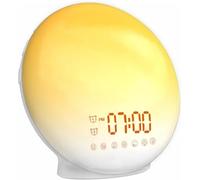 Tuerthy Reveil Lumineux, Réveil Intelligent pour Enfants Adultes, Reveil Matin Simulateur d'Aube et Crépuscule, Snooze,7 Sons Naturels, FM Radio Réveil, Veilleuse LED 7 Couleurs, Lampe de Chevet