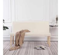 TUERYAFEK Banc de 139,5 cm en cuir synthétique blanc crème avec cadre en | Cadre en bois de pin, rembourrage en mousse, cuir synthétique facile d'entretien, montage facile, pour couloir et entrée