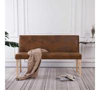 TUERYAFEK Banc de 139,5 cm marron aspect daim avec cadre en pin | Bois de pin massif, rembourrage en mousse épaisse, design classique, montage facile, polyvalent