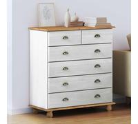TUERYAFEK Commode à tiroirs ASKIM blanche 91 x 40 x 95,5 cm en bois massif | Bois de pin massif, aspect naturel, beaucoup d'espace de rangement, poignées pratiques, polyvalent, robuste et durable
