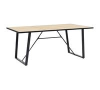 TUERYAFEK Table à manger couleur chêne 200 x 100 x 75 cm MDF avec pieds en | Panneau MDF, pieds en acier en forme de U, revêtement par pulvérisation, grain de bois, facile à nettoyer à l'aide d'un