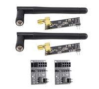 Tuesoa 2 PièCes NRF24L01 + PA + Module éMetteur-RéCepteur avec Antenne SMA 2.4 GHz 1100M + NRF24L01 Module sans pour