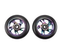 Tuesoa 2 Roues de Remplacement pour Scooter 100 Mm avec Roulement, Roues en PU de Scooter Cascadeur pour Voitures à Bascule, Voitures ExtrêMes, Scooters