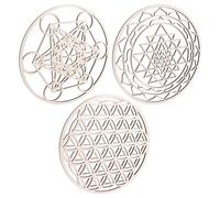 Tuesoa 3 PièCes/Ensembles d'art Mural de la GéOméTrie SacréE Ensemble d'art Mural en Bois, Art de la GéOméTrie SacréE, Sculpture, DéCorations Murales pour la DéCoration IntéRieure