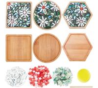 Tuesoa 3 Styles de Bricolage Mosaïque Artisanale Ensemble de Dessous de Verre en Bambou en Mosaïque Florale pour la Décoration de Artistique Faite à la Main