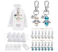 Tuesoa 48 Ensembles de BaptêMe Favorisent des Faveurs de Souvenir Anges Gardiens de Mariage + en Organza + Pendentifs Cadeaux de BaptêMe