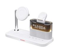 Tuesoa 5 en 1 Station de Charge sans Magnétique avec Support Lampe LED Réveil Charge Blanc