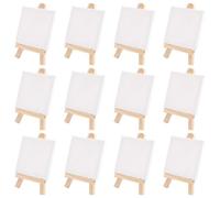 Tuesoa Artistes 3 Pouces X 3 Pouces Mini Toile et 5 Pouces Mini Chevalet ensemble Peinture Artisanat Dessin - L'Ensemble Contient :12 Mini Toiles et 12 Mini Chevalets