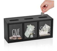 Tuesoa Boîte D'Économie d'argent en Bois pour Enfants, Tirelire de Comptoir pour Enfants pour l'argent Quotidien, Banque Murale pour Enfants et Facile à Utiliser Noire