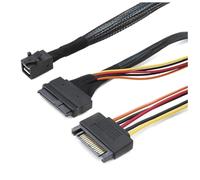 Tuesoa Câble Intégré 12G Mini SAS HD vers U.2 36P SFF-8643 vers SAS U.2 SFF-8639 avec Alimentation 15 Broches, Adapté pour SSD U.2