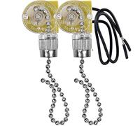 Tuesoa Interrupteur de LumièRe de Ventilateur de Plafond ZE-109 Interrupteur de LumièRe à Deux Fils avec Cordons de Traction pour Ventilateurs de Plafonnier Lampes 2Pcs Argent