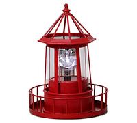 Tuesoa Phare à éNergie Solaire LED, DéCoration de Cour de Lampe Rotative à 360 DegréS LumièRes de Statue de Tours de Jardin éTanches A