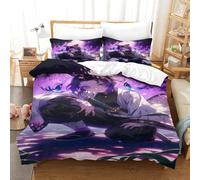 Tueur de démons 3D Imprimé Kimetsu No Yaiba Pour Adultes Et Enfants Housse De Couette Housses De Couettes Microfibr Parure De Lit Avec Taies E Avec Fermeture À Glissière 3 Pièces Single(140x200cm)