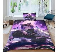 Tueur de démons Housse De Couette 3D Imprimé Kimetsu No Yaiba Housses De Couettes Pour Adultes Et Enfants Microfibr Parure De Lit E Avec Fermeture À Glissière Avec Taies 2 Pièces Single(135x200cm)