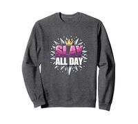 Tuez Toute la journée : autonomiser la Conception de la Couronne pour la Confiance Sweatshirt, Unisexe pour Adultes, Chiné Foncé, S