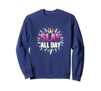 Tuez Toute la journée : autonomiser la Conception de la Couronne pour la Confiance Sweatshirt, Unisexe pour Adultes, Bleu Marine, S