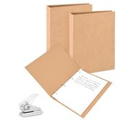 Tufa 2 Classeur A4 en Papier Kraft 4 Anneaux, Format à Classer A4 Kraft avec Perforatrice pour Bureau, l'école, Multifonction Bricolage Fournitures