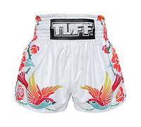 Tuff de Boxe Muay Thai Short pour Femme Filles, Mixte, White Birds, Large