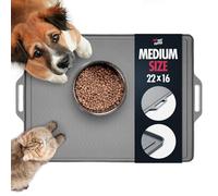 Tuff Pupper Tapis d'alimentation imperméable de taille moyenne pour animaux de compagnie | Bords surélevés pour éviter les déversements | Facile à nettoyer | Passe au lave-vaisselle | Maintient la