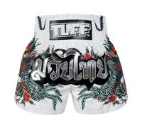 Tuff Sport Boxe Muay Thai Short Homme Unisexe Bleu Taille S Style Traditionnel MMA Kickboxing Grappling Fitness Training, Blanc, Rouge, Blanc, XL