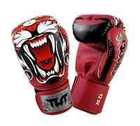 Tuff Sport Gants de muay thaï, gants de boxe pour homme et femme, gants d'entraînement et de sparring, gants de kickboxing MMA, entraînement, paume ventilée (Tiger rouge, 283,5 g)
