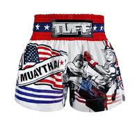 Tuff Sport Short de boxe Muay Thai MMA Kickboxing traditionnel Nation, Tuf-MS663-WHT, Taille XL