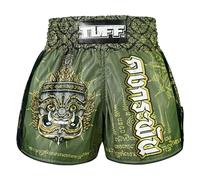 Tuff Sport Short de boxe Muay Thai, style rétro, coupe classique mince, MMA, kickboxing, entraînement, TUF-RMS117-GRN, Medium