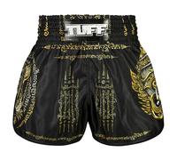 Tuff Sport Short de Boxe Muay Thai, Style rétro, Coupe Classique Mince, MMA, Kickboxing, entraînement, TUF-RMS116-BLK, X-Large