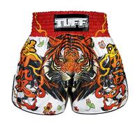 Tuff Sport Short de boxe Muay Thai, style rétro, coupe classique mince, MMA, kickboxing, entraînement, TUF-RMS110-WHT, XX-Large