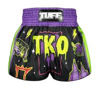 Tuff Sport Short de boxe Muay Thai, style rétro, coupe classique mince, MMA, kickboxing, entraînement, TUF-RMS118-BLK, X-Large
