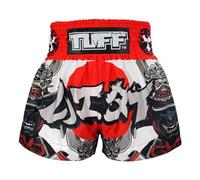 Tuff Sport Short de boxe Muay Thai, style traditionnel, MMA, entraînement, kickboxing, Blanc-S, Taille S