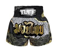 Tuff Sport Short de Boxe Muay Thai, Style Traditionnel, MMA, entraînement, Kickboxing, Tuf-MS654-BLK, Taille L