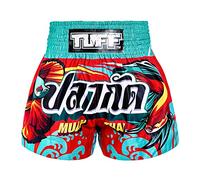 Tuff Sport Short de Boxe Muay Thai, Style Traditionnel, MMA, entraînement, Kickboxing, TUF-MS672-ROUGE, Taille L