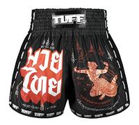 Tuff Sport Short de boxe rétro pour Muay Thai, coupe ajustée, MMA, kickboxing, TUF-MSC102-BLK, Taille M