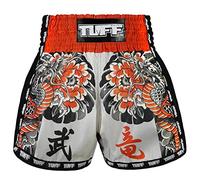 Tuff Sport Short de Boxe rétro pour Muay Thai, Coupe ajustée, MMA, Kickboxing, Tuf-msc104-wht, Taille L