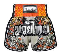 Tuff Sport Short de Boxe rétro pour Muay Thai, Coupe ajustée, MMA, Kickboxing, Tuf-msc106-Gris, Taille L