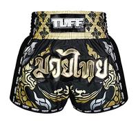 Tuff Sport Short de Boxe rétro pour Muay Thai, Coupe ajustée, MMA, Kickboxing, TUF-MSC107-BLK, Taille M