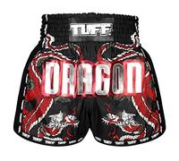 Tuff Sport Short de boxe rétro pour Muay Thai, coupe ajustée, MMA, kickboxing, TUF-MSC115-BLK, Taille M