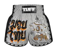 Tuff Sport Short de Boxe rétro pour Muay Thai, Coupe ajustée, MMA, Kickboxing, Tuf-msc118-gris, Taille L