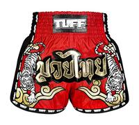 Tuff Sport Short de boxe rétro pour Muay Thai, coupe ajustée, MMA, kickboxing, Tuf-msc122-rouge, Taille L