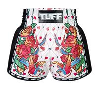 Tuff Sport Short de Boxe rétro pour Muay Thai, Coupe ajustée, MMA, Kickboxing, Tuf-msc124-wht, XX-Large