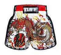 Tuff Sport Short de Muay Thai rétro - Short de boxe - Coupe classique et slim - MMA, kickboxing, entraînement - Vêtements d'entraînement (S, TUF-MSC114-WHT)