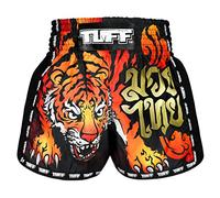 Tuff Sport Short de Muay Thai rétro - Short de boxe - Coupe slim classique - MMA, Kickboxing, entraînement - Vêtements d'entraînement (M, TUF-MSC125-BLK)