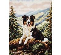 Tufting Kit Complet Border Collie des Forêtskit De Crochet À Loquet DIY Ensemble De Verrouillage Automatique pour Adultes Kits De Tapisserie Débutants Grand Tapis Pré-Imprimé 31x63in