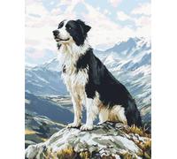 Tufting Kit Complet Border Collie Et Paysagekit De Crochet À Loquet DIY Ensemble De Verrouillage Automatique pour Adultes Kits De Tapisserie Débutants Grand Tapis Pré-Imprimé 31x45in