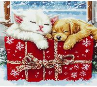 Tufting Kit Complet Chat Et Chien De Dessin Animékits De Tapis À Crochet De Loquet Pour Adultes Débutants Extra Large，Ensemble De Crochet Diy，Fabrication De Tapisserie Kit，Coussin De Ca 31x45in