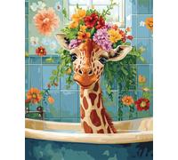 Tufting Kit Complet Girafe Animal Et Fleurskit De Crochet À Loquet DIY Ensemble De Verrouillage Automatique pour Adultes Kits De Tapisserie Débutants Grand Tapis Pré-Imprimé 31x45in