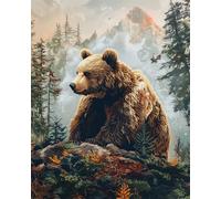 Tufting Kit Complet Ours Des Forêtskits De Tapis À Crochet De Loquet Pour Adultes Débutants Extra Large，Ensemble De Crochet Diy，Fabrication De Tapisserie Kit，Coussin De Canapé Brodé，Ta 21x29in