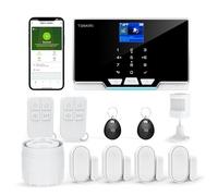 TUGARD Alarme de sécurité sans Fil WiFi/GSM-4G, alertes Via app Smartphone, écran TFT Couleur 1,8 Pouces (4,6 cm), kit de 12 pièces, télécommandes, Compatible avec Alexa et Google Home